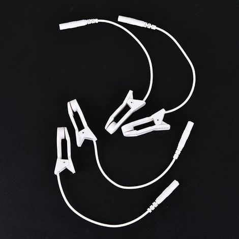 2 pinces à électrodes pour le soulagement des douleurs auriculaires (TENS) avec broches de 2 mm, câble d'alimentation et câble de connexion inclus. Aide au massage pendant le sommeil. Pinces à électro (1/5)