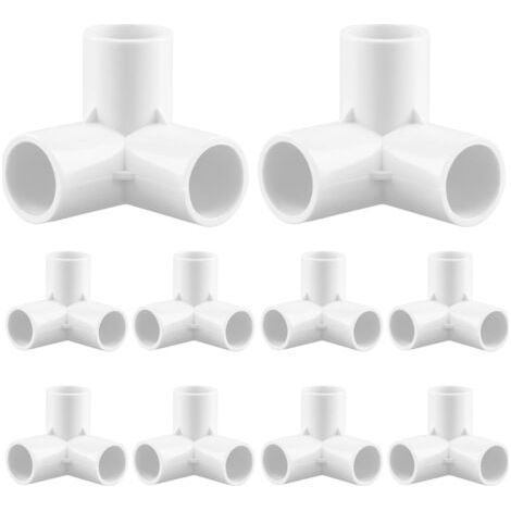 ® 10 Stück 3-Wege-Rohrverbinder, 32 mm Innendurchmesser, weiß, PVC-Rohrwinkelverbinder - 20 mm (1/5)