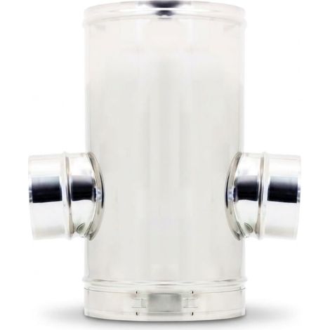 MAKA T 93° 2 Uscite 180° H 440 Canna Fumaria Coassiale Doppia Parete Inox Ø 200/300 mm (1/5)