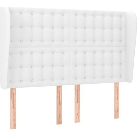 Tête de lit,Panneau décoratif avec oreilles Blanc 147x23x118/128 cm Similicuir CFW5016432 (1/5)