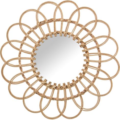 Wicker Wall Mirror ° 46 cm INT: ° 19 cm für alle Stile, um dem Haus eine Berührung für alle Stile zu verleihen, um dem Haus eine Note zu verleihen (1/4)
