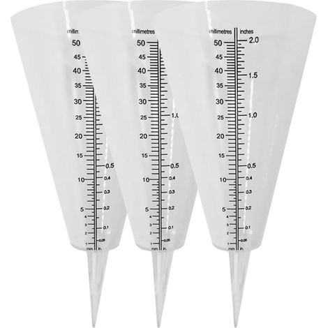 Pluviomètre conique transparent en plastique, lot de 3 Mesure des précipitations, surface lisse, design simple pour une utilisation extérieure et quotidienne (1/5)