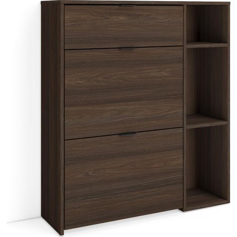 Skraut Home - Scarpiera Ingresso, Mobile Ingresso Salvaspazio, 90x27x102cm, 10 paia di scarpe, Armadio, Stile moderno, Rovere scuro (1/5)