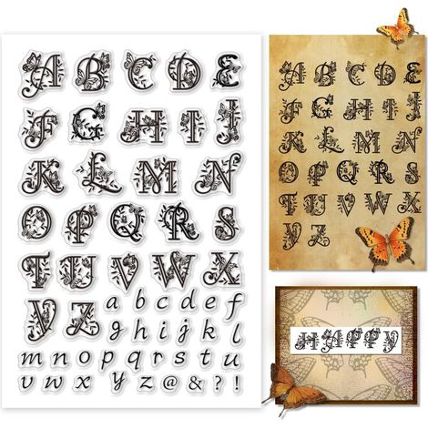Tampon Transparent de L'Alphabet Papillon Tampon en Silicone avec Lettres Artistiques 26 Tampon en Caoutchouc Symbole Tampons Lettres Majuscules Minuscules pour Carte Scrapbooking Cadeaux (1/5)