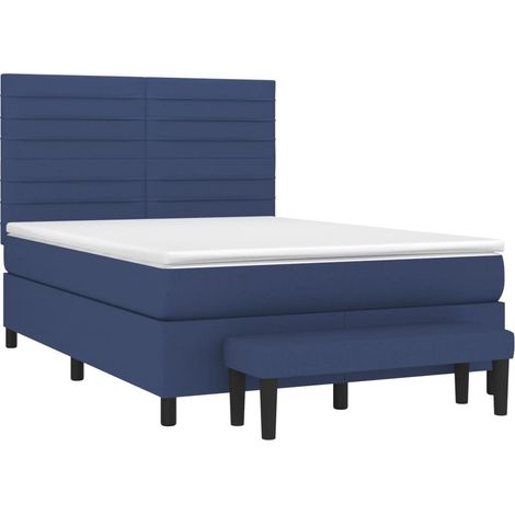 vidaXL Sommier à lattes de lit avec matelas Bleu 140x190 cm Tissu (1/5)