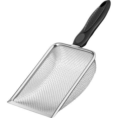 Pelle à litière pour chat, pelle à litière en métal robuste, pelle d'angle pour reptile, pelle à sable en maille d'acier inoxydable pour bac à litière pour chat, terrarium de reptile, aquarium (1/5)