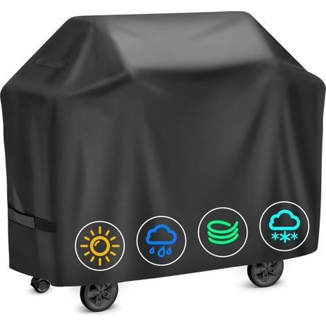 Housse pour barbecue - Tissu Oxford 210D imperméable - 145 x 61 x 117 cm - Avec cordon de serrage et sac de rangement (1/4)