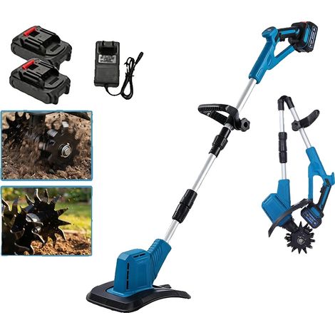 Motoculteur Électrique, Largeur de Travail de 20 cm, Profondeur de Labour de 16 cm, Tête à Double Lame à 360 RPM, Double Interrupteur de Sécurité, Comprend Deux Batteries de 3000mAh (1/5)