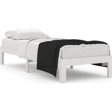 Lit adulte pour 1 personnes, Structure de lit, Assemblage Facile, Blanc Bois massif 75x190 cm Petit simple OIB5820E