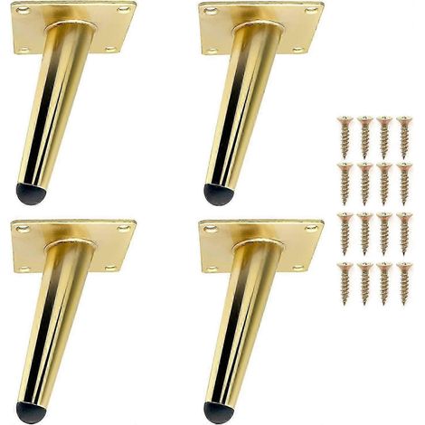 Un ensemble de quatre pieds de meubles de 12 cm, pieds de table angulaires plaqués or, en métal durable, utilisés pour remplacer ou ajuster la hauteur des tables de chevet, canapés, meubles TV, fauteu (1/5)