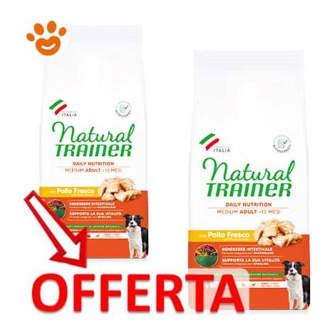 Natural Trainer Dog Adult Medium Pollo - Sacco 12 Kg - Cibo Secco Cani