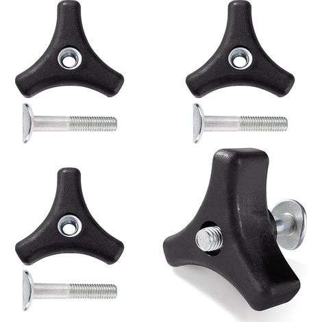 4 Ensembles Bouton de Poignée de Tondeuse à Gazon Écrou Boulon, Poignée Triangulaire de Fixation pour Tondeuse à Gazon, Outils de Jardinage