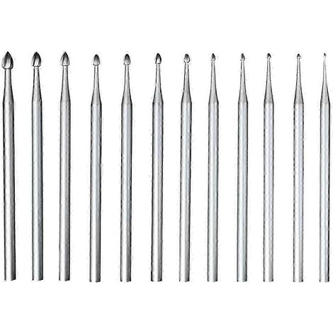 Lot de 12 fraises à bijoux, tige de 2,4 mm (3/32 po), outils de lapidairerie, mèches à sculpter pour outils rotatifs (1/5)