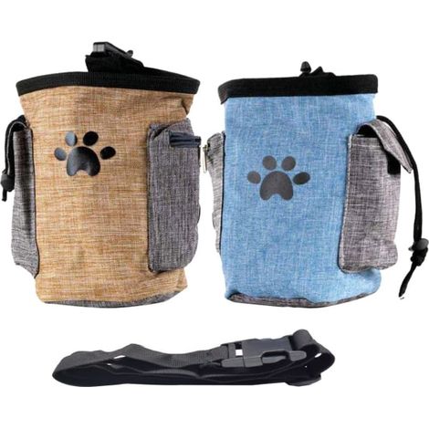 Lot de 2 sacs étanches pour chiens, sacs à friandises portables, sac de dressage avec ceinture amovible pour une utilisation intérieure et extérieure (1/4)