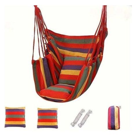 Hamac chaise suspendue corde chaise balançoire chaise siège avec 2 oreillers jardin intérieur extérieur hamac balançoire terrasse extérieure 300100cm (1/5)