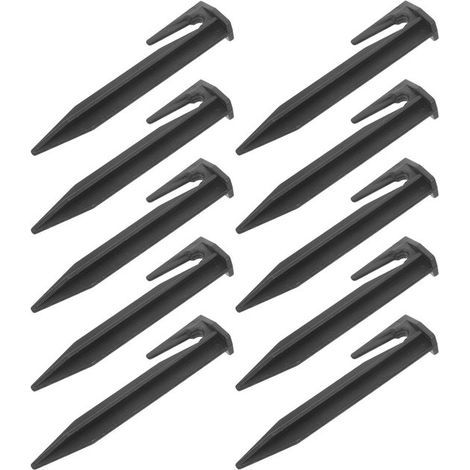 Estacas para tiendas de campaña, 10 unidades, Clavos para suelo, Plástico, Clavo, Estaca, Gancho de 2,6 cm, tiendas de campaña, 8,5 x 2 cm, Negro (1/5)