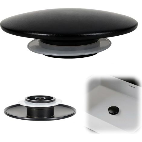 Bouchon de vidange - Bouchon de remplacement pour lavabo - Bouchon de baignoire noir de 66 mm - Capuchon de bouchon de vidange - Installation facile - Bouton pour lavabo de salle de bain ou de cuisine (1/5)