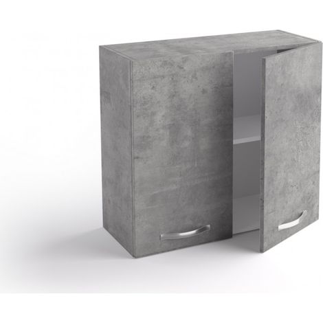 Élément mural de cuisine 80x33x72 cm en bois gris ciment avec deux portes - Massa (1/3)