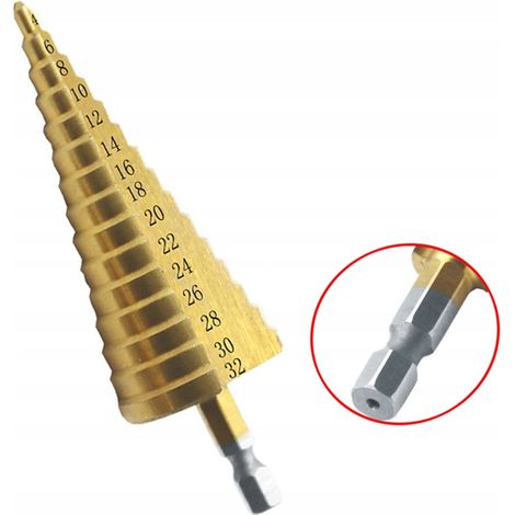 TRAPANO A GRADINI PER ALBERO DI NATALE CONICO PER METALLO PLASTICA LEGNO 4-32mm HSS