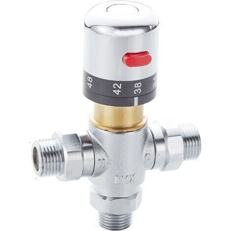 FENOPLASTICAMitigeur thermostatique trois voies en laiton, compatible avec robinetterie et douches de salle de bain - 1 pièce (1/4)