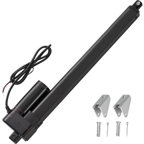 Actionneur linéaire 12 V 2000 N 300 mm Longueur de course IP65 Étanche 8 mm/s Actuateur technique linéaire Moteur linéaire avec étriers de montage, pour ouvre-porte, traceur solaire, système (1/5)