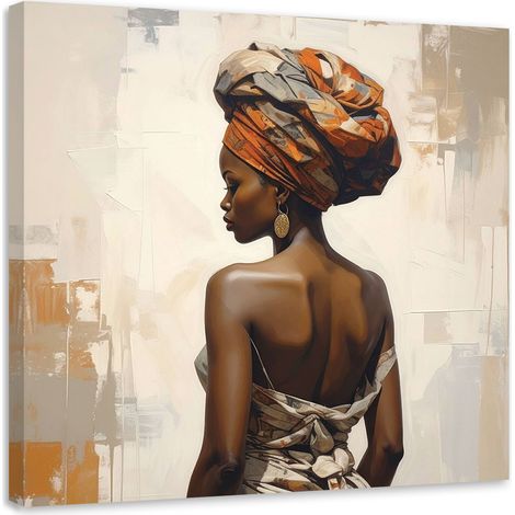 Quadro su tela, Donna africana, 20x20 (1/5)