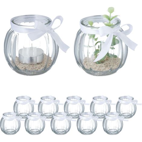 Photophores, Lot de 12, en Verre, Porte-Bougies à nœud, intérieur (1/5)