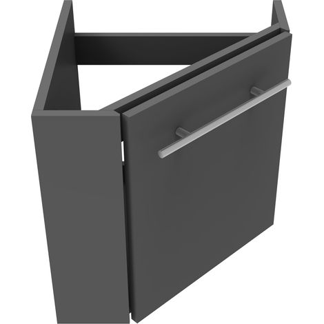 Acazanble Wall Hung Bathroom Vanity Unit Corner Base Cabinet Cupboard Cloakroom Storage Furniture, Soft Close Doors, Matt Gray, Already Assembled, 39.5x39.5x42cm