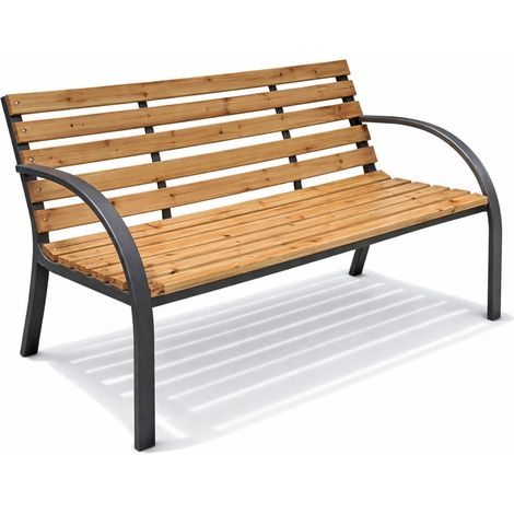 Panchina da esterno in legno di abete 120x53x84 cm - Struttura e braccioli in acciaio, seduta a 2 posti con 12 doghe (1/5)