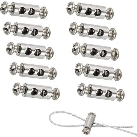 10 fascette per cavi con cappuccio terminale a vite, fascette per cavi e fili di diametro 1-3 mm, clip a doppia estremità per cavi e fili in acciaio (1/3)