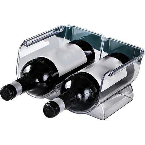Organisateur de vin empilable en plastique transparent, porte-bouteilles en forme d'ours d'eau, pour présenter 2 bouteilles à la maison. (1/5)