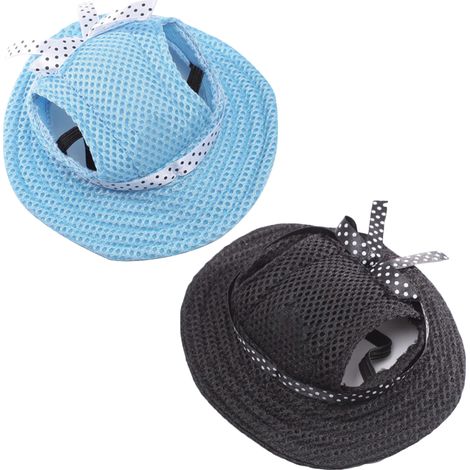 Chapeau Pour Chien En Maille Porouse Avec Bord Rond - Accessoire Mode Pour Petit Chien - Protection Solaire Extérieur - 1 Pièce (1/5)