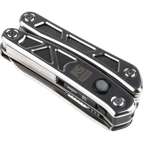 Rs Pro – Outil multifonction en acier inoxydable – 11 outils en 1 – Lame pour bois dur – Éclairage LED intégré – Sacoche en tissu (1/5)