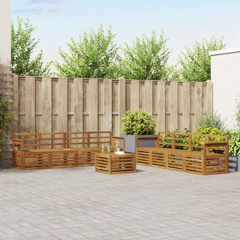 vidaXL Outdoor Sofa Set 9 pcs Natural (1/5)