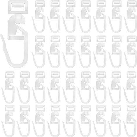 Lot de 60 crochets de rideaux pour rails - En plastique - Blanc - Pour caravane, camping-car - 5,8 à 7 mm