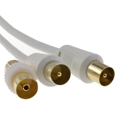 Coaxial Antenna Cable, Gold-Plated Connectors, Coupler Included, For DTT and Decoder Reception (1/4)