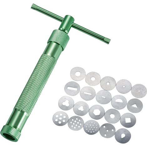 Presses d'argile, artisanat en argile, extrudeuse de pâte à sucre en acier inoxydable, presse à fondant avec 20 moules, outil de décoration outil de cuisson, (1/5)