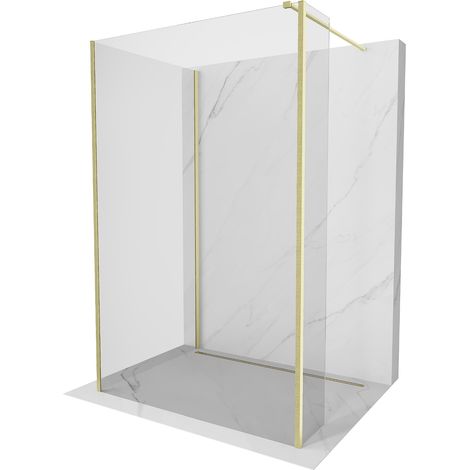 Mexen Kioto Duschwand Walk-in 120 x 70 x 30 cm, transparent, gebürstetes Gold - 800-120-070-221-55-0