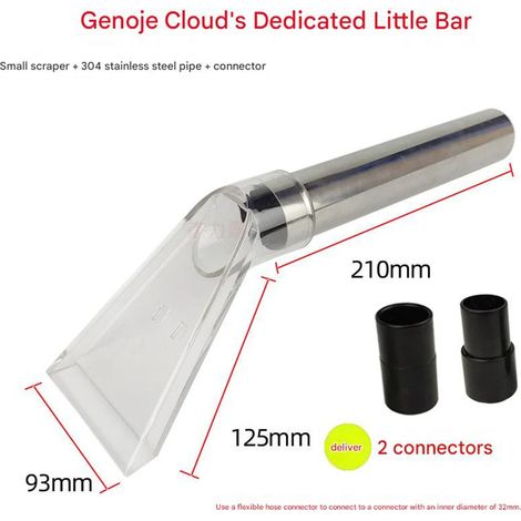 Kit Accessoire Aspirateur Injection-Extraction Canapé Siège Auto - Petite Tête Transparente Racleuse avec Tube Métal et 2 Adaptateurs pour Nettoyage Tissu Tapis - Transparent