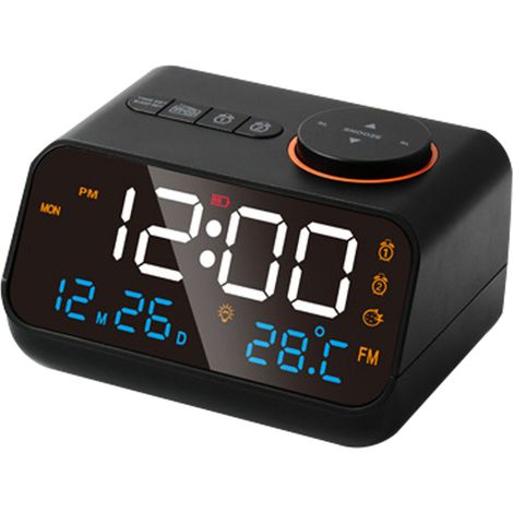 Radio-Réveil Multifonction LED - Timing Musical, Rechargeable, Radio FM - pour la Maison - (1/5)