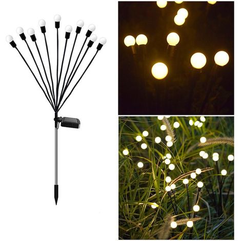 Lampes solaires d\\'extérieur, 2 pièces 10 LED, lumières lucioles solaires pour jardin, balcon, lumière solaire extérieure, décoration de jardin, étanche IP65 (1/5)