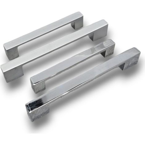 MANIGLIA PER MOBILI MANIGLIE MANIGLIETTE QUADRATE ACCIAIO LUCIDO SATINATO 128 1 - Colore: Cromo Lucido - Taglia: 160mm (1/5)