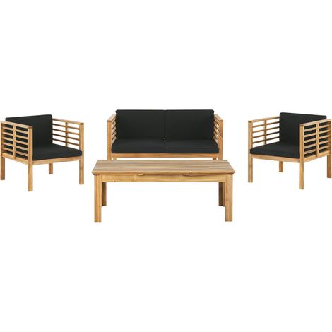Garden Lounge Set with Table 4 Seater PACIFIC Acacia Wood Black