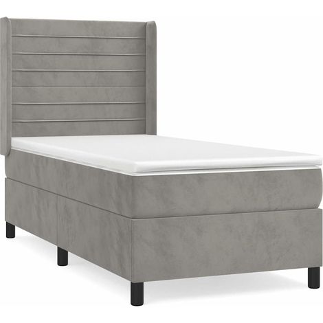Maison Exclusive - Boxspringbett mit Matratze Hellgrau 100x200 cm (1/5)