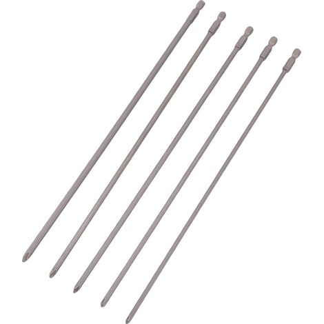 Lot de 5 embouts tournevis PH1 PH2 queue hexagonale 1/4 pouce acier alliage S2 pro long 300mm pour visseuse perceuse (1/5)