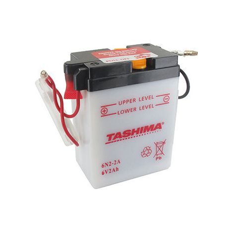 Batteria al Piombo Tashima 6V, 2A. L: 70mm, L: 47mm, H: 96mm + a Destra Per Moto. (consegnata Senza Acido). - Batteria da Riempire con Acido