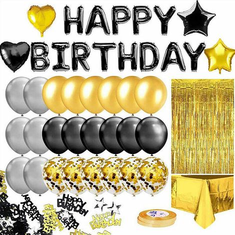 Ballon Anniversaire - Guirlande Happy Birthday - Décoration Fête avec Ballons Coeur Étoile Confetti - 24 Pièces