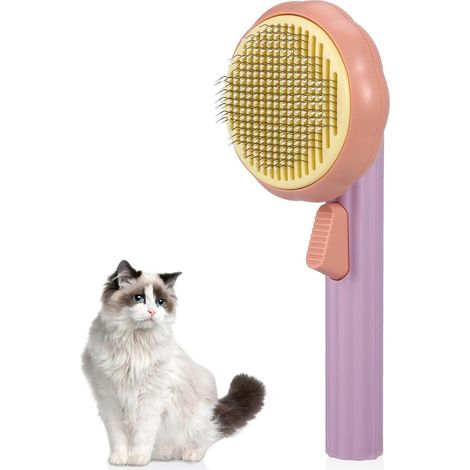 Brosse de toilettage pour chats et chiens pour éliminer les poils morts et les nœuds, pour les animaux à poils longs ou courts (violette)-AquaForge (1/5)