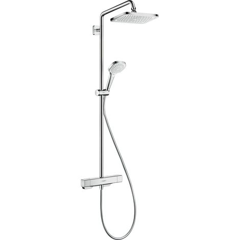 Hansgrohe – Colonne de douche thermostatique 280 EcoSmart – Douche de tête Croma E 280 1 jet RainAir – Flexible 1177 mm – 27660000