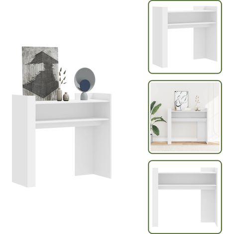 The Living Store Table console blanc 100x35x90 cm bois d’ingénierie - Table Basse - Meuble D'entrée - Table D'appoint - Table Console Blanche - Table En Bois D'ingénierie (1/5)